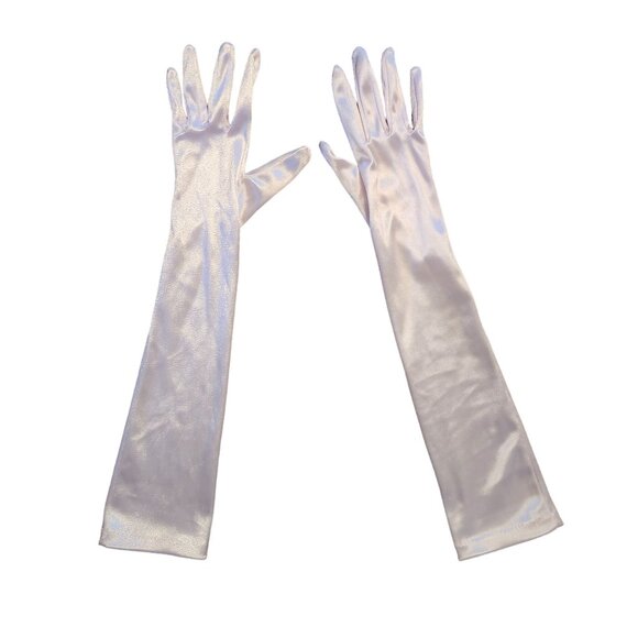 Light Pink Satin Opera Gloves Long Elbow-Length - Picture 1 of 8